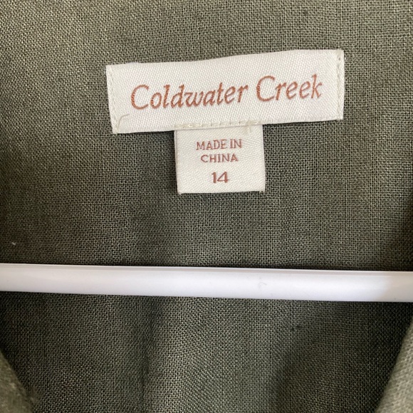 Coldwater Creek Women’s Linen Blend Dark Olive Green Blazer with Lace Trim 14 - Picture 3 of 12